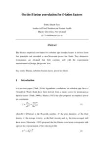 On the Blasius correlation for friction factors