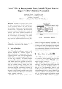 MetaVM: A Transparent Distributed Object System Supported by Runtime Compiler Kazuyuki Shudo Yoichi Muraoka School of Science and Engineering Waseda University Okubo 3-4-1, Shinjuku-ku, Tokyo, Japan