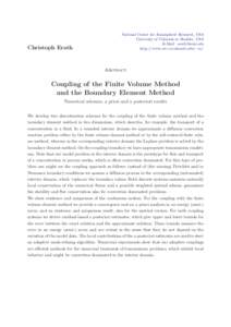 Coupling of the Finite Volume Method[removed]and the Boundary Element Method