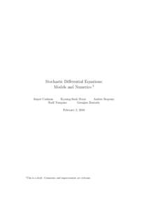 Equations / Stochastic processes / Differential equations / Dynamical systems / Statistical mechanics / Stochastic differential equation / Optimal control / Partial differential equation / Hamilton–Jacobi–Bellman equation / Mathematical analysis / Mathematics / Calculus