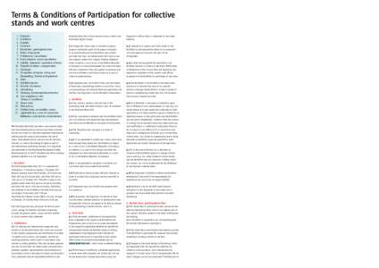 Terms & Conditions of Participation for ­collective stands and work centres.
