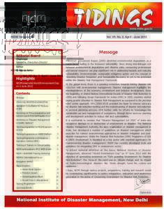NIDM Newsletter  Vol. VII, No. 2, April - June 2012 Message