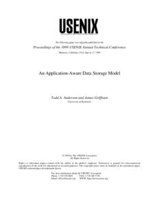 THE ADVANCED COMPUTING SYSTEMS ASSOCIATION  The following paper was originally published in the Proceedings of the 1999 USENIX Annual Technical Conference Monterey, California, USA, June 6–11, 1999