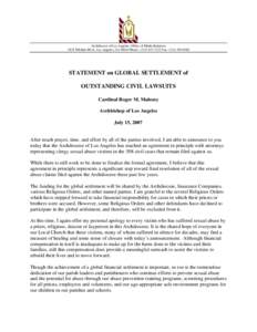 Statement on Global Settlement of Outstanding Lawsuits [July 15, 2007]