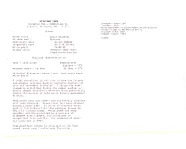 HIGHLAND  LAKE Surveyed - August[removed]Revised[removed]Maine Department of Inland Fisheries and Wildlife