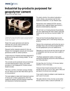 Industrial by-products purposed for geopolymer cement