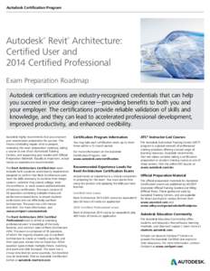 Autodesk Certification Program  Autodesk Revit Architecture: Certified User and 2014 Certified Professional ®