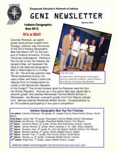 Geography Educator’s Network of Indiana  GENI NEWSLETTER Indiana Geographic Bee 2012