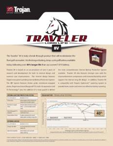 The Traveler™ 8V is truly a break-through product that will revolutionize the fleet golf car market. It is the longest lasting, deep-cycle golf battery available today delivering over 40% longer life than our current T