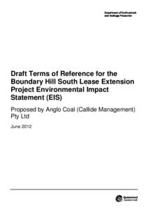 Draft Terms of Reference for the Boundary Hill South Lease Extension Project Environmental Impact Statement (EIS) Proposed by Anglo Coal (Callide Management) Pty Ltd