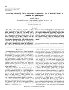 484 The Journal of Experimental Biology 210, Published by The Company of Biologists 2007 doi:jebPredicting the energy cost of terrestrial locomotion: a test of the LiMb model in