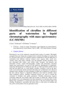 Planta Med 2014; 80 - P1L51 DOI: sIdentification of citrulline in different parts of watermelon