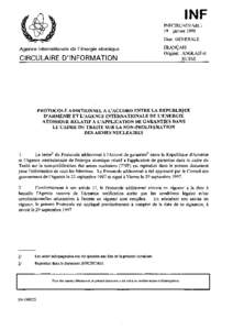 INFCIRC/455?Add.1 - Protocol Additional to the Agreement Between the Republic of Armenia and the Agency for the Application of Safeguards in Connection with the Treaty on the Non-Proliferation of Nuclear Weapons - French