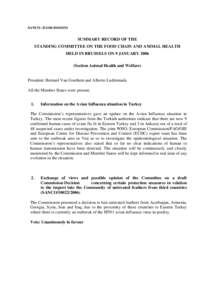 SANCO –D.1(06)D[removed]SUMMARY RECORD OF THE STANDING COMMITTEE ON THE FOOD CHAIN AND ANIMAL HEALTH HELD IN BRUSSELS ON 9 JANUARY[removed]Section Animal Health and Welfare)