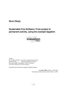 Short Study  Sustainable Free Software: From project to  permanent activity, using the example Gpg4win  