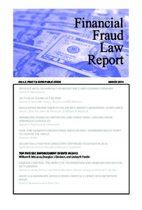 Financial Fraud Law Report An A.S. Pratt & Sons Publication	March 2014