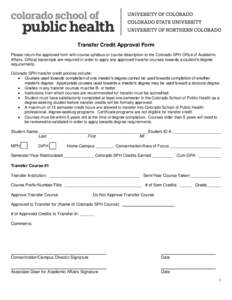 Transfer Credit Approval Form