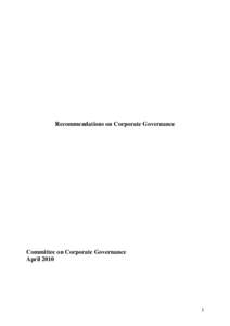 Recommendations on Corporate Governance  Committee on Corporate Governance April