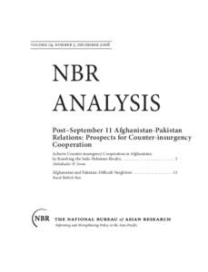 volume 19, number 5, decembernbr analysis Post–September 11 Afghanistan-Pakistan Relations: Prospects for Counter-insurgency