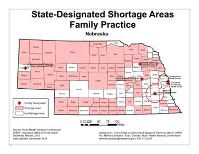State-Designated Shortage Areas Family Practice Nebraska Dawes Sioux