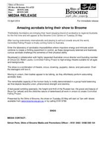 Microsoft Word - MEDIA RELEASE - Amazing acrobats bring their show to Broome