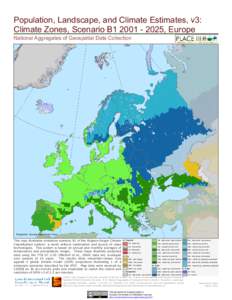 Population, Landscape, and Climate Estimates, v3: Climate Zones, Scenario B1, Europe National Aggregates of Geospatial Data Collection Projection: Europe Equidistant Conic