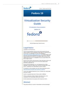 Fedora 19 Virtualization Security Guide  Fedora 19 Virtualization Security Guide Virtualization Documentation