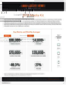 2018 Media Kit Since launching in 2012, Roast Magazine’s Daily Coffee News has grown exponentially to become an authoritative source for specialty coffee industry news. With more than 2 million views forecast annually,
