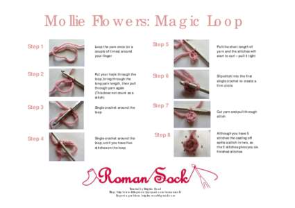 Mollie Flowers: Magic Loop Step 1 Loop the yarn once (or a couple of times) around your finger