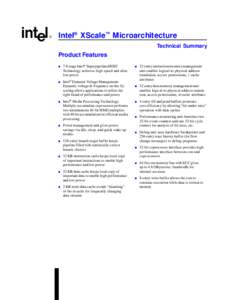 D  Intel® XScale™ Microarchitecture Technical Summary  Product Features