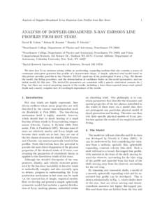 Analysis of Doppler-Broadened X-ray Emission Line Profiles from Hot Stars  1 ANALYSIS OF DOPPLER-BROADENED X-RAY EMISSION LINE PROFILES FROM HOT STARS