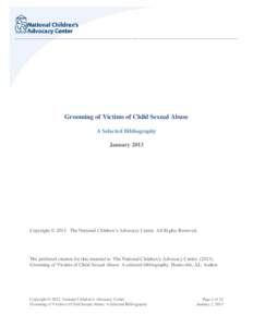 ____________________________________________________________________________________________________________  Grooming of Victims of Child Sexual Abuse A Selected Bibliography January 2013