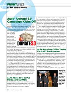 FRONTLINES	 ALPA in the News AERF ‘Donate $3’ Campaign Kicks Off “Since its inception in 2005, the ALPA Emergency Relief