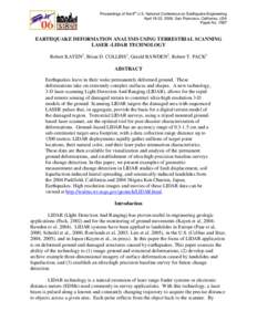 Earthquake Deformation Analysis Using Terrestrial Scanning Laser -Lidar Technology