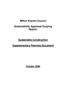 WOLVERTON AREA ACTION PLAN: SUSTAINABILITY APPRAISAL SCOPING REPORT