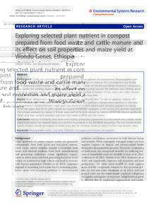 Exploring selected plant nutrient in compost prepared from food waste and cattle manure and its effect on soil properties and maize yield at Wondo Genet, Ethiopia