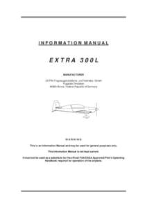 TITLE PAGE  INFORMATION MANUAL EXTRA 300L MANUFACTURER