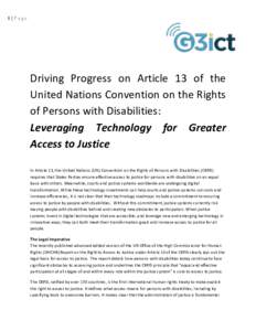 1|Page Driving	 Progress	 on	 Article	 13	 of	 the	 United	Nations	Convention	on	the	Rights	 of	Persons	with	Disabilities: