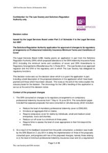 LSB Final Decision Notice 26 NovemberConfidential: for The Law Society and Solicitors Regulation Authority only.  Decision notice