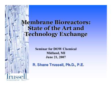 Membrane Bioreactors: State of the Art and Technology Exchange Seminar for DOW Chemical Midland, MI June 21, 2007