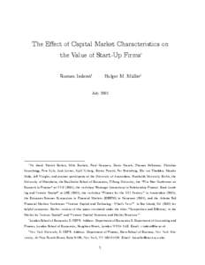 The Eﬀect of Capital Market Characteristics on the Value of Start-Up Firms∗ Roman Inderst† Holger M. Müller‡
