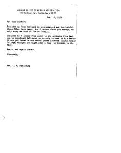 MOUNT OLIVET CEMETERY ASSOCIATION 3100~, S,n~ment Road • Fon Wonl\ T_ • [removed]Feb. 12, 1972