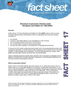 Microsoft Word - Fact sheet_ 17_ Disclosure of pecuniary interests under ALRA.doc