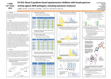 EV-035: Novel 2-pyridone based topoisomerase inhibitors with broad-spectrum activity against MDR pathogens, including quinolone resistance F-2030 52nd ICAAC 2012