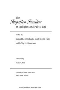 The  Forgotten Founders on Religion and Public Life edited by