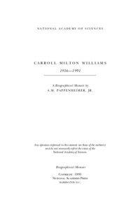 national academy of sciences  Carroll Milton Williams