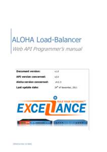 ALOHA Load-Balancer Web API Programmer’s manual Document version:  v1.0