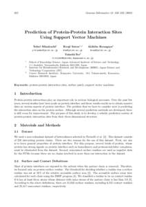 322  Genome Informatics 13: 322–Prediction of Protein-Protein Interaction Sites Using Support Vector Machines