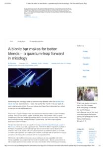 A bionic bar makes for better blends – a quantum-leap forward in mixology - The Networked Society Blog We  use  cookies  to  provide  you  with  the  best  possible  user  experience.  If  you 