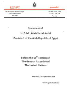 EGYPT The Permanent Mission of Egypt to the United Nations SMI SaaJUl ^Vl ^jJ